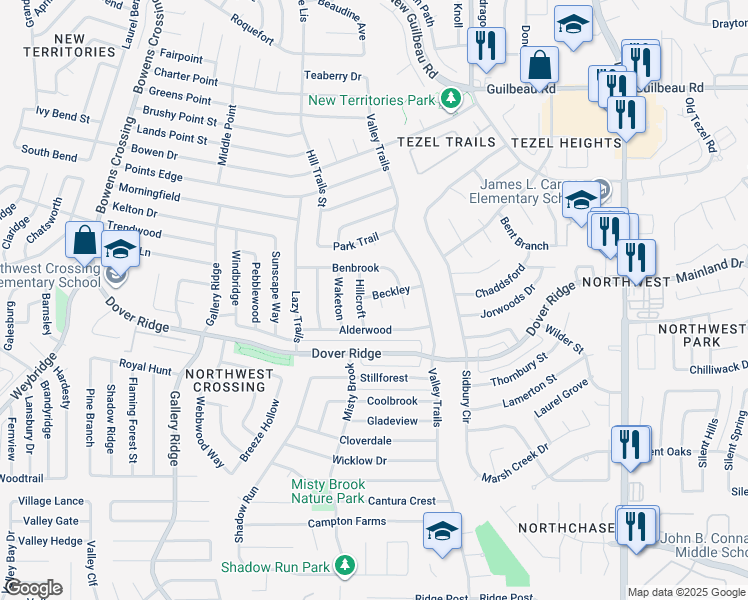 map of restaurants, bars, coffee shops, grocery stores, and more near 7615 Vickery in San Antonio
