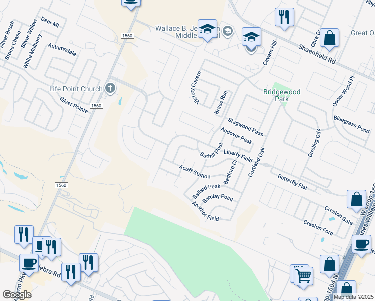 map of restaurants, bars, coffee shops, grocery stores, and more near 11314 Branding Depot in San Antonio