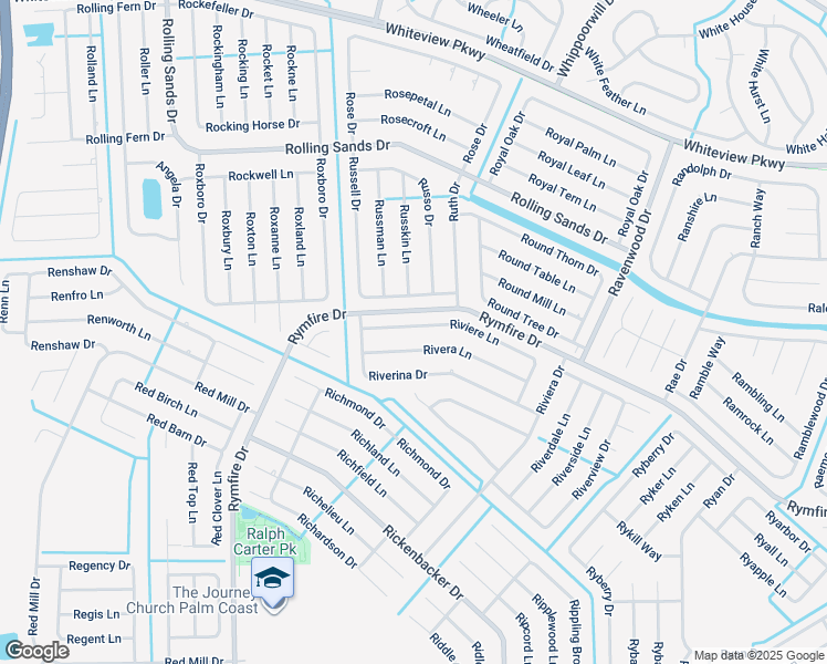 map of restaurants, bars, coffee shops, grocery stores, and more near 16 Riviere Lane in Palm Coast