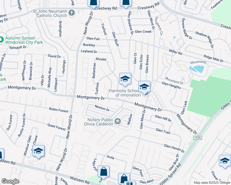 map of restaurants, bars, coffee shops, grocery stores, and more near 8306 Bent Waters in San Antonio