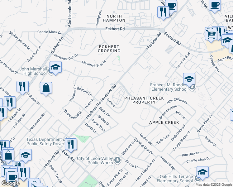 map of restaurants, bars, coffee shops, grocery stores, and more near 8 Lomax in San Antonio