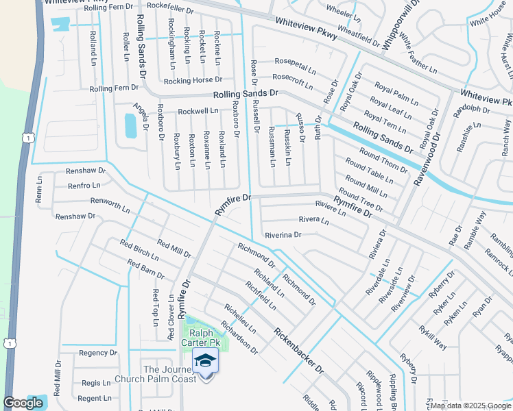 map of restaurants, bars, coffee shops, grocery stores, and more near 8 Riverina Drive in Palm Coast