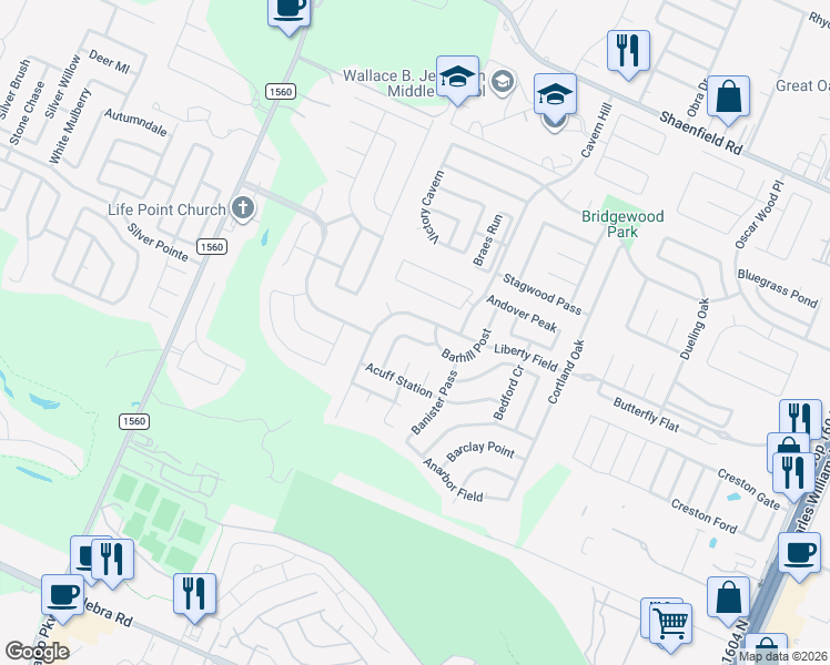 map of restaurants, bars, coffee shops, grocery stores, and more near 11226 Sierra Trail in San Antonio
