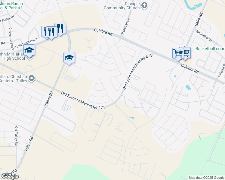 map of restaurants, bars, coffee shops, grocery stores, and more near 13808 Longrock in San Antonio