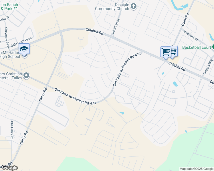 map of restaurants, bars, coffee shops, grocery stores, and more near 13808 Longrock in San Antonio