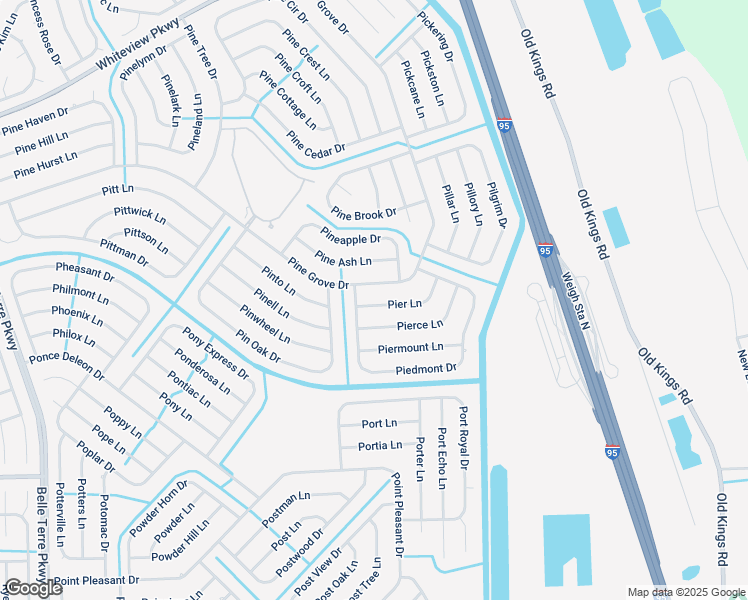 map of restaurants, bars, coffee shops, grocery stores, and more near 5 Pier Lane in Palm Coast