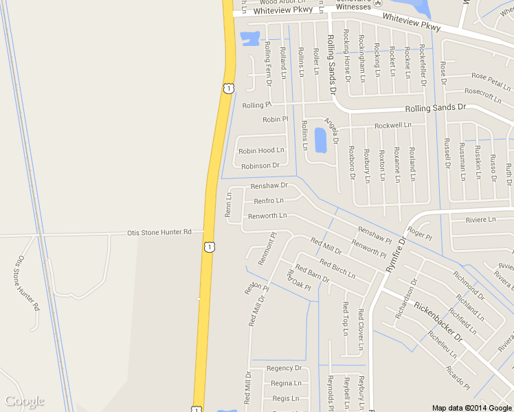 map of restaurants, bars, coffee shops, grocery stores, and more near 23 Renfro Lane in Palm Coast