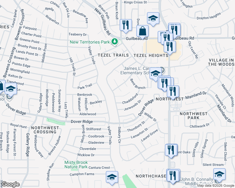 map of restaurants, bars, coffee shops, grocery stores, and more near 7517 Sidbury Circle in San Antonio