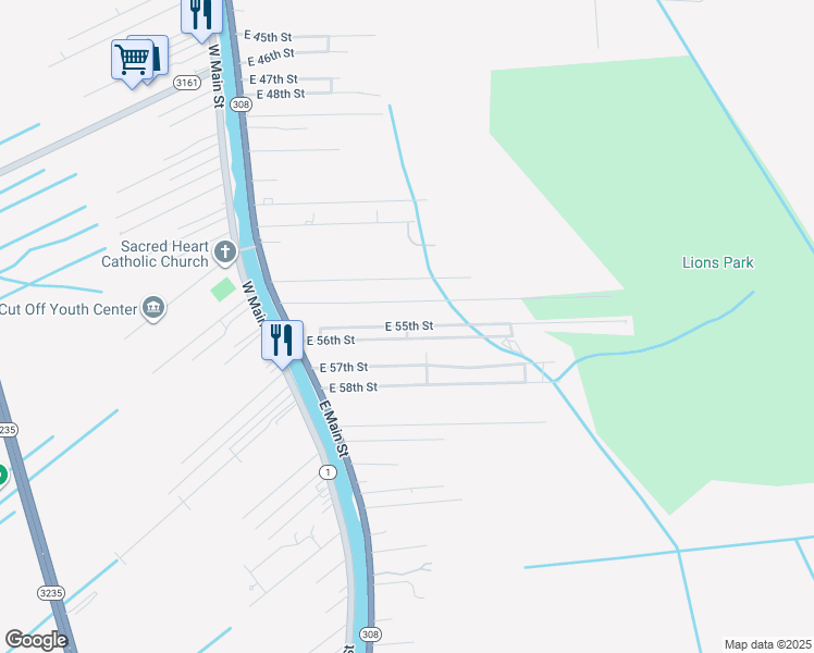 map of restaurants, bars, coffee shops, grocery stores, and more near 198 E 55th St in Cut Off
