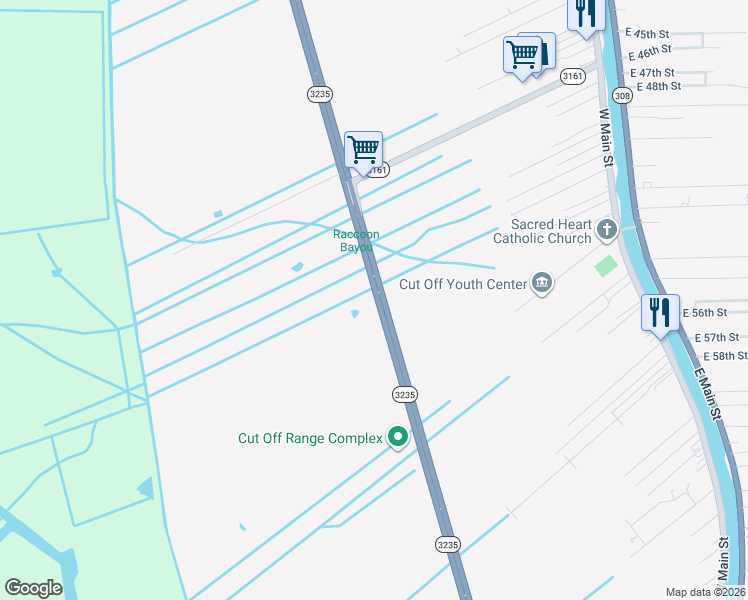 map of restaurants, bars, coffee shops, grocery stores, and more near 14808 Louisiana 3235 in Cut Off
