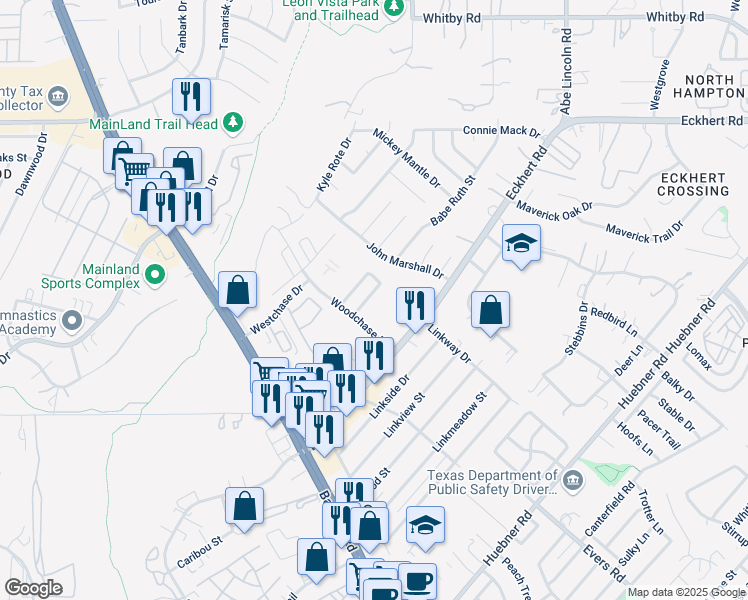 map of restaurants, bars, coffee shops, grocery stores, and more near 7818 Kingsbury Way in San Antonio