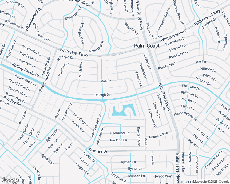 map of restaurants, bars, coffee shops, grocery stores, and more near 61 Raleigh Drive in Palm Coast