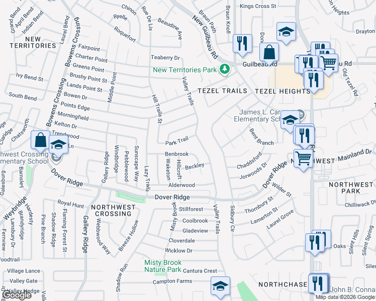 map of restaurants, bars, coffee shops, grocery stores, and more near 7722 Benbrook in San Antonio