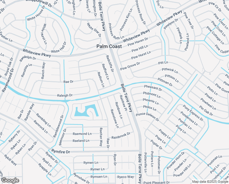 map of restaurants, bars, coffee shops, grocery stores, and more near 15 Raintree Pl in Palm Coast