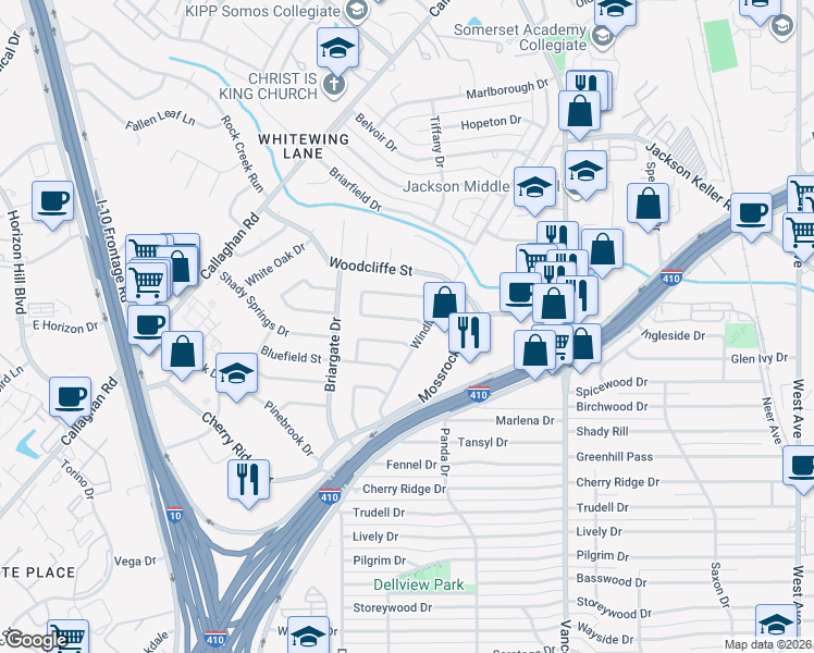 map of restaurants, bars, coffee shops, grocery stores, and more near 2902 Greenacres Street in San Antonio