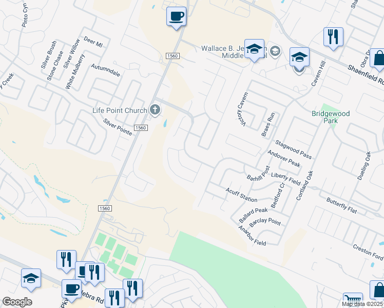 map of restaurants, bars, coffee shops, grocery stores, and more near 11227 Sawyer Valley in San Antonio
