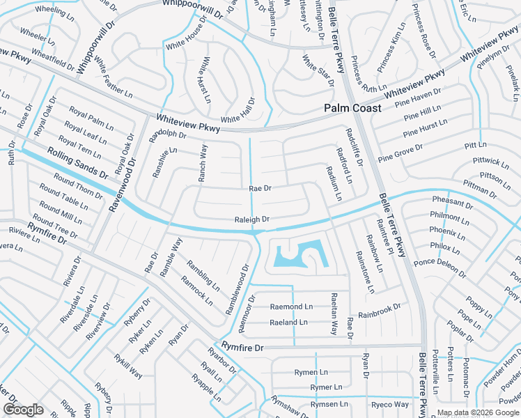 map of restaurants, bars, coffee shops, grocery stores, and more near 49 Raleigh Drive in Palm Coast