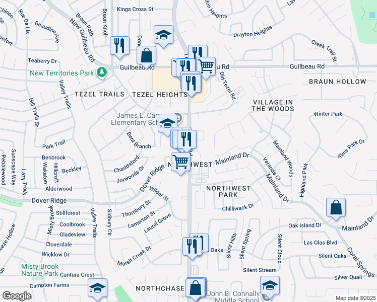 map of restaurants, bars, coffee shops, grocery stores, and more near 7717 Tezel Road in San Antonio