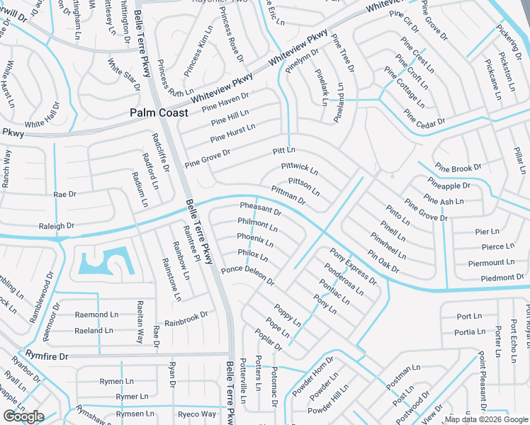 map of restaurants, bars, coffee shops, grocery stores, and more near 60 Pheasant Drive in Palm Coast