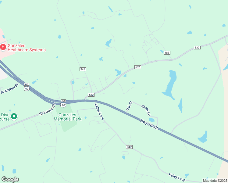 map of restaurants, bars, coffee shops, grocery stores, and more near 3508 Moulton Road in Gonzales