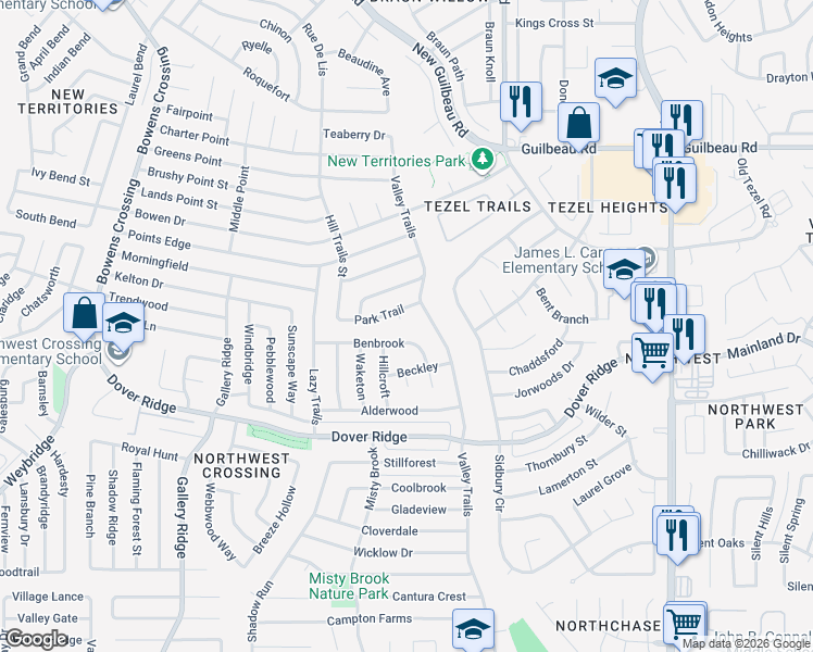 map of restaurants, bars, coffee shops, grocery stores, and more near 7722 Benbrook in San Antonio