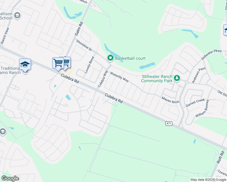 map of restaurants, bars, coffee shops, grocery stores, and more near 13002 Cedarcreek Trail in San Antonio