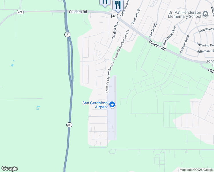 map of restaurants, bars, coffee shops, grocery stores, and more near 7814 Blackhawk Pass in San Antonio