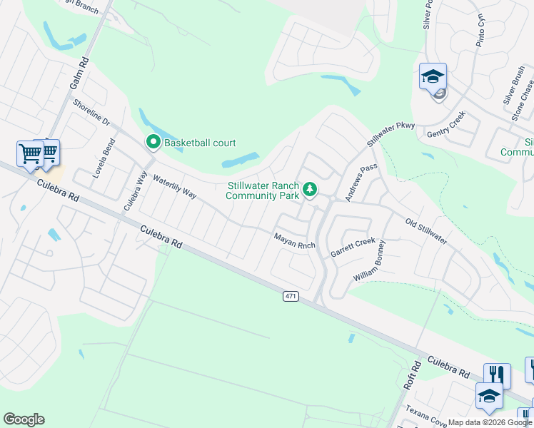 map of restaurants, bars, coffee shops, grocery stores, and more near 7906 Cactus Plum Drive in San Antonio