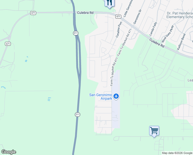 map of restaurants, bars, coffee shops, grocery stores, and more near 7930 Hanging Branch in San Antonio