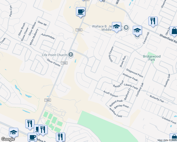map of restaurants, bars, coffee shops, grocery stores, and more near 11321 Sawyer Valley in San Antonio