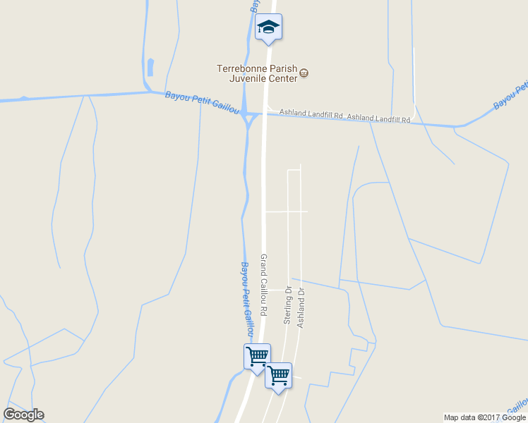 map of restaurants, bars, coffee shops, grocery stores, and more near 101 Becky Drive in Houma