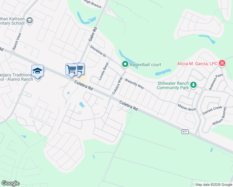 map of restaurants, bars, coffee shops, grocery stores, and more near 7823 Coolspring Drive in San Antonio