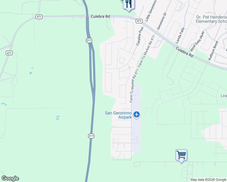 map of restaurants, bars, coffee shops, grocery stores, and more near 7930 Hanging Branch in San Antonio