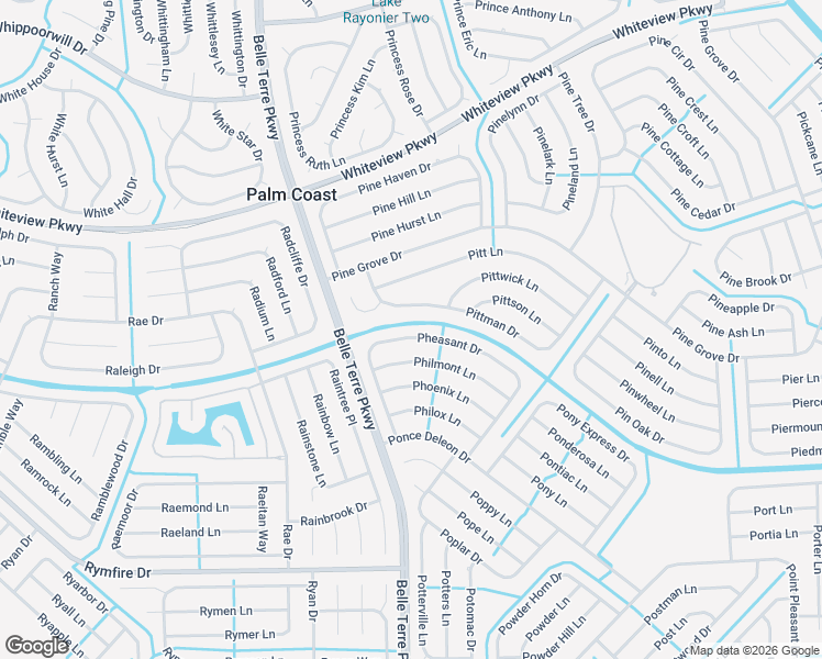 map of restaurants, bars, coffee shops, grocery stores, and more near 45 Pheasant Drive in Palm Coast