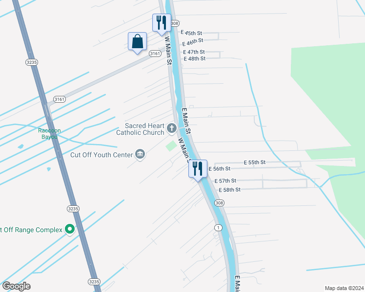 map of restaurants, bars, coffee shops, grocery stores, and more near Louisiana 1 in Cut Off