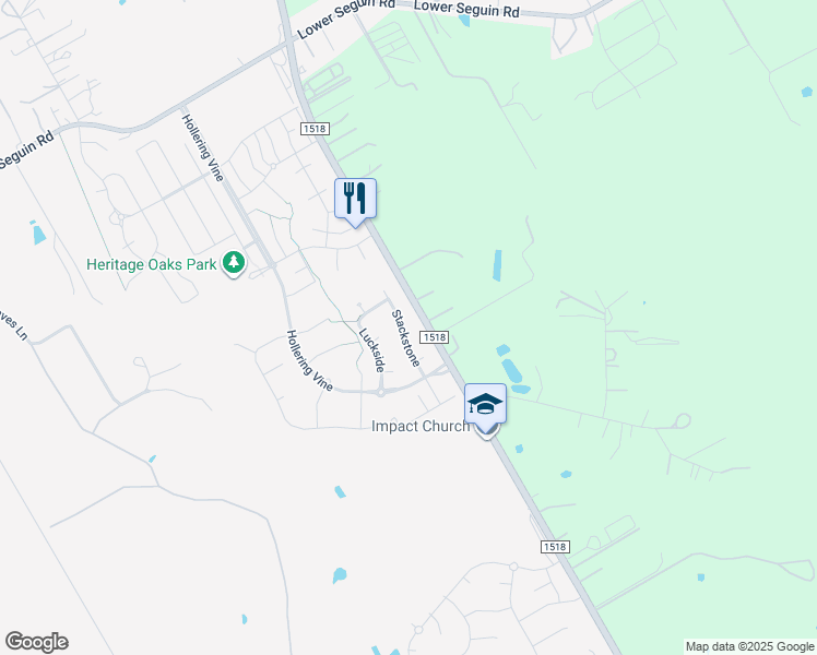 map of restaurants, bars, coffee shops, grocery stores, and more near 8732 Stackstone in Schertz