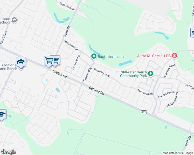 map of restaurants, bars, coffee shops, grocery stores, and more near 7930 Cenote Drive in San Antonio