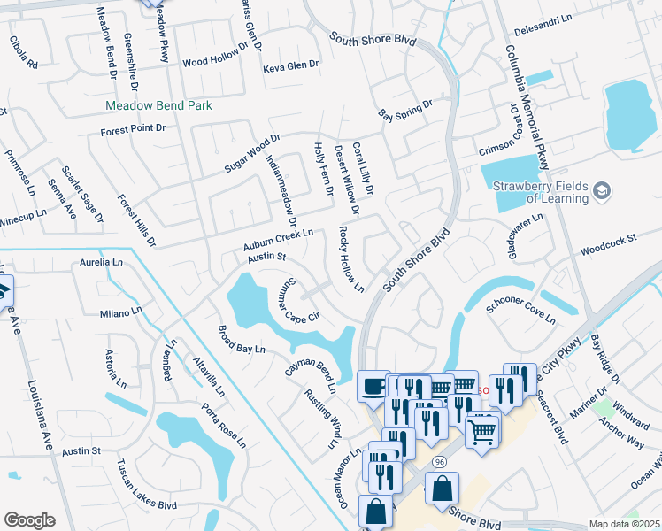 map of restaurants, bars, coffee shops, grocery stores, and more near 530 Ivory Stone Lane in League City