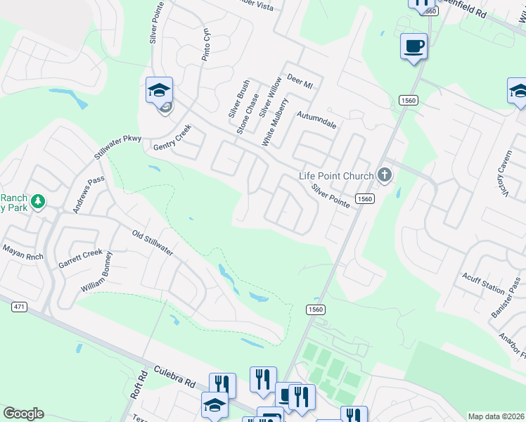 map of restaurants, bars, coffee shops, grocery stores, and more near 7911 Abbotts Pointe in San Antonio