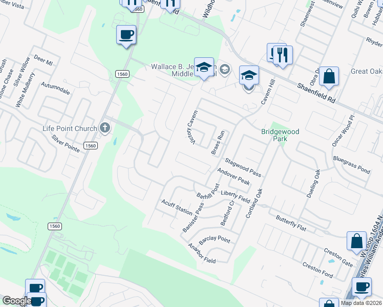 map of restaurants, bars, coffee shops, grocery stores, and more near 11311 Oro Canyon in San Antonio