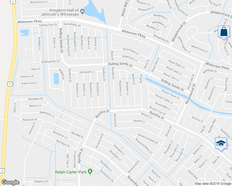 map of restaurants, bars, coffee shops, grocery stores, and more near 33 Russell Drive in Palm Coast