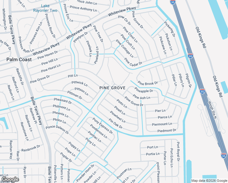 map of restaurants, bars, coffee shops, grocery stores, and more near 1 Pinto Lane in Palm Coast