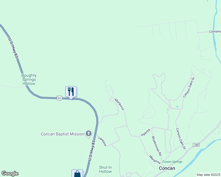 map of restaurants, bars, coffee shops, grocery stores, and more near 856 Mariposa in Concan