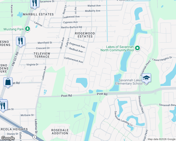 map of restaurants, bars, coffee shops, grocery stores, and more near 4707 Vine Lane in Fresno