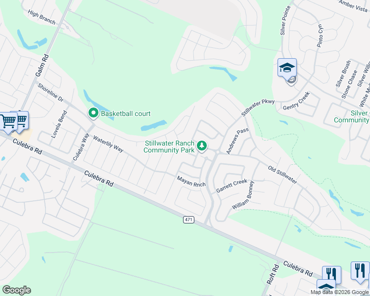 map of restaurants, bars, coffee shops, grocery stores, and more near 12618 Chisos Canyon in San Antonio