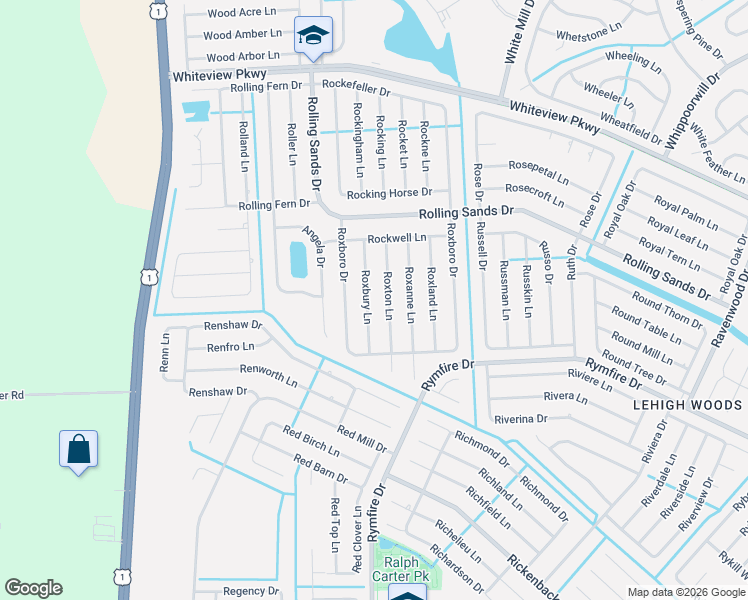 map of restaurants, bars, coffee shops, grocery stores, and more near 22 Roxton Lane in Palm Coast