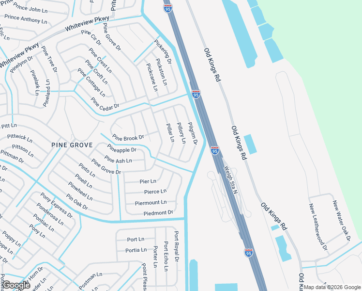 map of restaurants, bars, coffee shops, grocery stores, and more near 52 Pilgrim Drive in Palm Coast