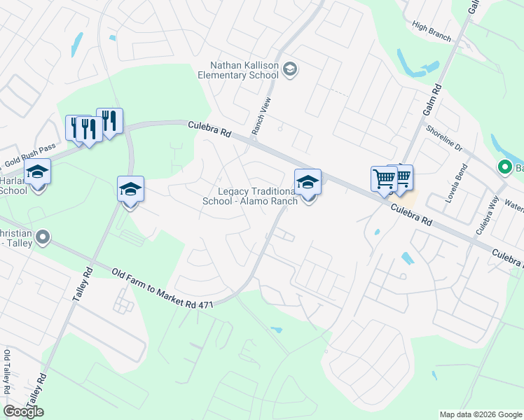map of restaurants, bars, coffee shops, grocery stores, and more near 7923 Dovers Den in San Antonio