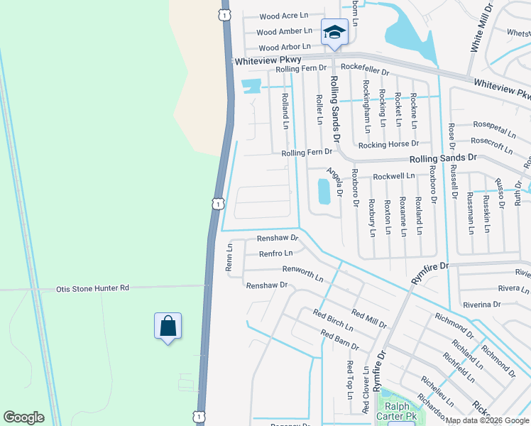 map of restaurants, bars, coffee shops, grocery stores, and more near 45 Robinson Drive in Palm Coast