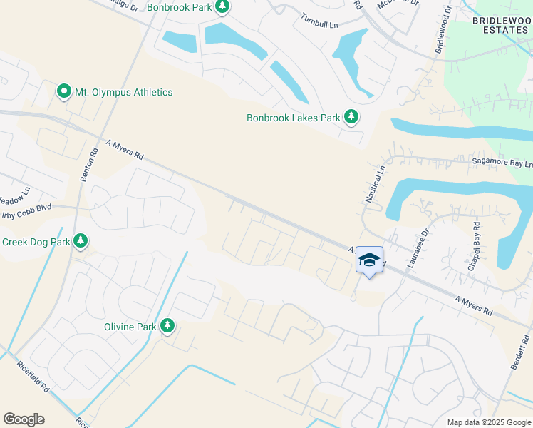 map of restaurants, bars, coffee shops, grocery stores, and more near 7840 A Myers Road in Booth